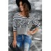 Striped Leopard Block Splicing Long Sleeve Top Striped Leopard Block Splicing Long Sleeve Top