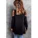 Solid Sequins Cold Shoulder Long Sleeve Top Solid Sequins Cold Shoulder Long Sleeve Top