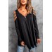 Solid Sequins Cold Shoulder Long Sleeve Top Solid Sequins Cold Shoulder Long Sleeve Top