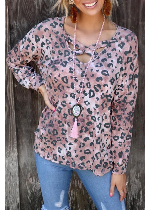 Leopard Crisscross Long Sleeve Top Leopard Crisscross Long Sleeve Top