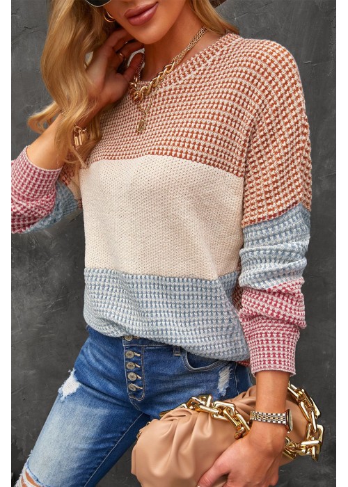 Multicolor Color Block Knitted Long Sleeve Top Multicolor Color Block Knitted Long Sleeve Top