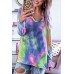 Blue Tie-dye V Neck Long Sleeves Top Blue Tie-dye V Neck Long Sleeves Top