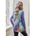 Blue Tie-dye V Neck Long Sleeves Top Blue Tie-dye V Neck Long Sleeves Top