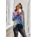 Blue Tie-dye V Neck Long Sleeves Top Blue Tie-dye V Neck Long Sleeves Top