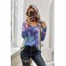 Blue Tie-dye V Neck Long Sleeves Top Blue Tie-dye V Neck Long Sleeves Top