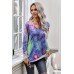 Blue Tie-dye V Neck Long Sleeves Top Blue Tie-dye V Neck Long Sleeves Top