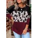 Cow Print Color Block Long Sleeve Blouse Cow Print Color Block Long Sleeve Blouse