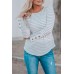Striped Lace Buttons Splicing Long Sleeve Top Striped Lace Buttons Splicing Long Sleeve Top