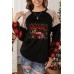 Plaid Sequin Splicing Christmas Leopard Graphic Print Top Plaid Sequin Splicing Christmas Leopard Graphic Print Top