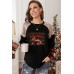 Plaid Sequin Splicing Christmas Leopard Graphic Print Top Plaid Sequin Splicing Christmas Leopard Graphic Print Top