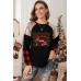 Plaid Sequin Splicing Christmas Leopard Graphic Print Top Plaid Sequin Splicing Christmas Leopard Graphic Print Top