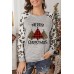 Christmas Plaid Leopard Letter Print Long Sleeve Top Christmas Plaid Leopard Letter Print Long Sleeve Top