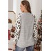 Christmas Plaid Leopard Letter Print Long Sleeve Top Christmas Plaid Leopard Letter Print Long Sleeve Top