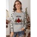 Christmas Plaid Leopard Letter Print Long Sleeve Top Christmas Plaid Leopard Letter Print Long Sleeve Top