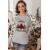Christmas Plaid Leopard Letter Print Long Sleeve Top Christmas Plaid Leopard Letter Print Long Sleeve Top