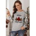 Christmas Plaid Leopard Letter Print Long Sleeve Top Christmas Plaid Leopard Letter Print Long Sleeve Top