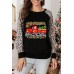 Christmas Leopard Letter Graphic Print Long Sleeve Shirt Christmas Leopard Letter Graphic Print Long Sleeve Shirt