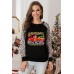 Christmas Leopard Letter Graphic Print Long Sleeve Shirt Christmas Leopard Letter Graphic Print Long Sleeve Shirt