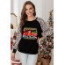 Christmas Leopard Letter Graphic Print Long Sleeve Shirt Christmas Leopard Letter Graphic Print Long Sleeve Shirt