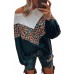 Black Colorblock Leopard Patchwork Knit Top Black Colorblock Leopard Patchwork Knit Top