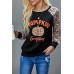Halloween Leopard Pumpkin Print Long Sleeve Crew Neck Top Halloween Leopard Pumpkin Print Long Sleeve Crew Neck Top
