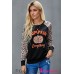 Halloween Leopard Pumpkin Print Long Sleeve Crew Neck Top Halloween Leopard Pumpkin Print Long Sleeve Crew Neck Top