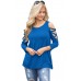 Royal Blue Crisscross Cold Shoulder Quarter Sleeve Blouse Royal Blue Crisscross Cold Shoulder Quarter Sleeve Blouse