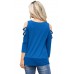 Royal Blue Crisscross Cold Shoulder Quarter Sleeve Blouse Royal Blue Crisscross Cold Shoulder Quarter Sleeve Blouse