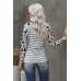 Gray Ombre Leopard Print Stripe Splice Long Sleeve Top Gray Ombre Leopard Print Stripe Splice Long Sleeve Top