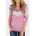 Blush White Striped and Chevron Colorblock Top