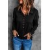 Black Button Front Turn-down Neck Knit Top Black Button Front Turn-down Neck Knit Top