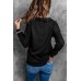 Black Button Front Turn-down Neck Knit Top Black Button Front Turn-down Neck Knit Top