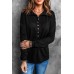 Black Button Front Turn-down Neck Knit Top Black Button Front Turn-down Neck Knit Top