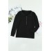 Black Button Front Turn-down Neck Knit Top Black Button Front Turn-down Neck Knit Top