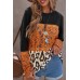 Black Leopard Tribal Print Splicing Long Sleeve Top Black Leopard Tribal Print Splicing Long Sleeve Top