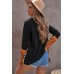 Black Leopard Tribal Print Splicing Long Sleeve Top Black Leopard Tribal Print Splicing Long Sleeve Top