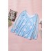 Sky Blue Daisy Print Mesh Patchwork Long Sleeve Top Sky Blue Daisy Print Mesh Patchwork Long Sleeve Top