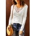 White Lace Patch Slim-fit Long Sleeve Top White Lace Patch Slim-fit Long Sleeve Top