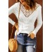 White Lace Patch Slim-fit Long Sleeve Top White Lace Patch Slim-fit Long Sleeve Top