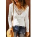 White Lace Patch Slim-fit Long Sleeve Top White Lace Patch Slim-fit Long Sleeve Top