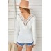 White Lace Patch Slim-fit Long Sleeve Top White Lace Patch Slim-fit Long Sleeve Top