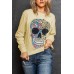 Antique Leopard Flower Skull Halloween Graphic Top Antique Leopard Flower Skull Halloween Graphic Top