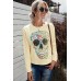 Antique Leopard Flower Skull Halloween Graphic Top Antique Leopard Flower Skull Halloween Graphic Top