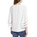White Criss Cross Neck 3/4 Bell Sleeve Blouse White Criss Cross Neck 3/4 Bell Sleeve Blouse