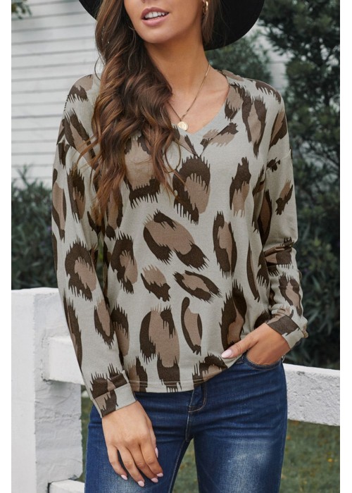 Leopard V Neck Long Sleeve Top Leopard V Neck Long Sleeve Top