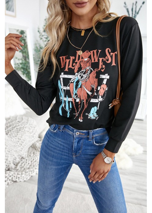 Wild West Cowboy Cropped Long Sleeve Top Wild West Cowboy Cropped Long Sleeve Top