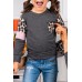 Family Matching Mom's Leopard Splicing Long Sleeve Top Family Matching Mom's Leopard Splicing Long Sleeve Top